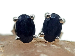 Australian Sapphire studs, 1.78 carats, Sterling Silver, Oval facet, Blue Sapphire - GemzAustralia 