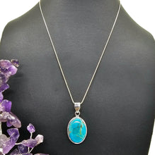 Load image into Gallery viewer, Oval Turquoise Pendant, Sterling Silver, December Birthstone, Blue Turquoise - GemzAustralia 