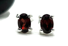 Load image into Gallery viewer, Oval Garnet Studs, Sterling Silver, January Birthstone, 2.6 carats, Oval Faceted - GemzAustralia 