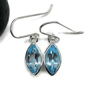 Blue Topaz Drops, 8.4 cts, Marquise Faceted, Sterling Silver, December Birthstone - GemzAustralia 