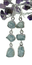 Load image into Gallery viewer, Three drop Aquamarine Earrings, March Birthstone, Sterling Silver, Raw Aquamarines - GemzAustralia 