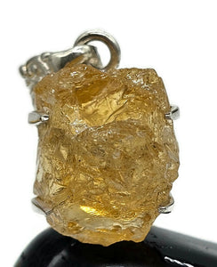 Raw Citrine Pendant, Sterling Silver, Rough Gemstone, November Birthstone, Prong Set - GemzAustralia 