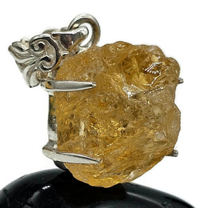 Raw Citrine Pendant, Sterling Silver, Rough Gemstone, November Birthstone, Prong Set - GemzAustralia 