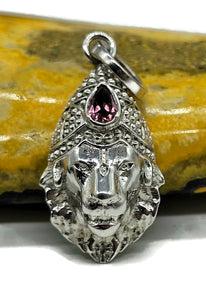 Pink Tourmaline Lion Pendant, Sterling Silver, October Birthstone, Leo Zodiac, Love Stone - GemzAustralia 