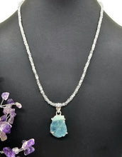 Load image into Gallery viewer, Aquamarine Beaded Necklace, March Birthstone, Sterling Silver, 46cm, 18in - GemzAustralia 