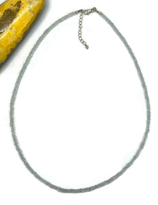 Aquamarine Beaded Necklace, March Birthstone, Sterling Silver, 46cm, 18in - GemzAustralia 