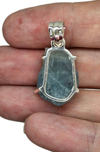 Raw Aquamarine Pendant, March Birthstone, Sterling Silver, Rough Aquamarine - GemzAustralia 