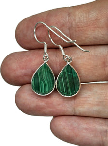 Malachite Earrings, 925 Sterling Silver, Pear Shaped, Beautiful Rich Green Gemstone - GemzAustralia 