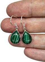 Load image into Gallery viewer, Malachite Earrings, 925 Sterling Silver, Pear Shaped, Beautiful Rich Green Gemstone - GemzAustralia 