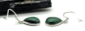 Malachite Earrings, 925 Sterling Silver, Pear Shaped, Beautiful Rich Green Gemstone - GemzAustralia 