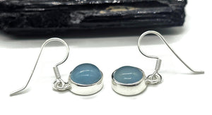 March Birthstone Aquamarine Earrings, Round Cabochons, Sterling Silver, 12 carats - GemzAustralia 