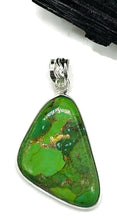 Load image into Gallery viewer, Green Turquoise Pendant, Triangle Shaped, Sterling Silver, Copper Turquoise - GemzAustralia 