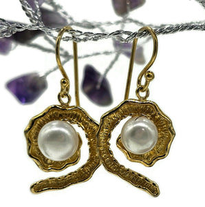 June Birthstone, Freshwater Pearl Earrings, 14k Gold Plated Sterling Silver, Bridal Jewellery - GemzAustralia 