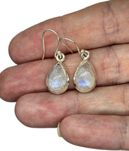 Load image into Gallery viewer, Rainbow Moonstone Earrings, Modern June Birthstone, Sterling Silver, Blue Sheen - GemzAustralia 