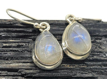 Load image into Gallery viewer, Rainbow Moonstone Earrings, Modern June Birthstone, Sterling Silver, Blue Sheen - GemzAustralia 