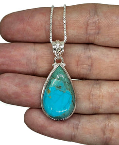 Turquoise Pendant, Pear Shaped, Sterling Silver, December Birthstone - GemzAustralia 