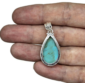 Turquoise Pendant, Pear Shaped, Sterling Silver, December Birthstone - GemzAustralia 