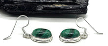 Load image into Gallery viewer, Oval Malachite Earrings, Sterling Silver, Deep Green Gemstone, Visionary Stone - GemzAustralia 