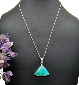 Triangle Turquoise Pendant, Sterling Silver, December Birthstone, Blue Green Turquoise - GemzAustralia 