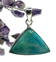 Load image into Gallery viewer, Triangle Turquoise Pendant, Sterling Silver, December Birthstone, Blue Green Turquoise - GemzAustralia 