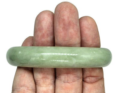 Solid Jade Bangle, 64mm Diameter, Green Nephrite Jade, Protection Gem, Lucky Gem - GemzAustralia 