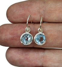 Load image into Gallery viewer, Round Blue Topaz Earrings, 6.2 carats, Sterling Silver, December Birthstone - GemzAustralia 