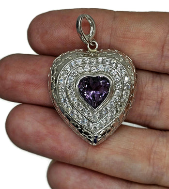 Amethyst Heart Pendant, February Birthstone, Fancy Heart Design, Spiritual Stone