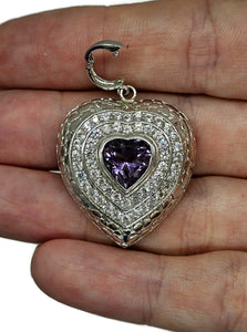 Amethyst Heart Pendant, February Birthstone, Fancy Heart Design, Spiritual Stone - GemzAustralia 