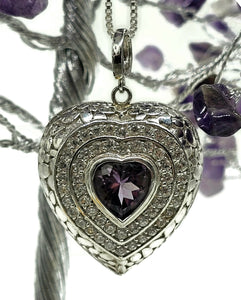 Amethyst Heart Pendant, February Birthstone, Fancy Heart Design, Spiritual Stone - GemzAustralia 