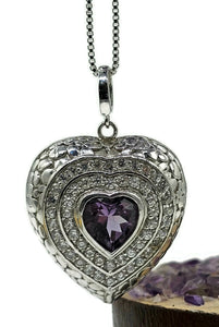 Amethyst Heart Pendant, February Birthstone, Fancy Heart Design, Spiritual Stone - GemzAustralia 