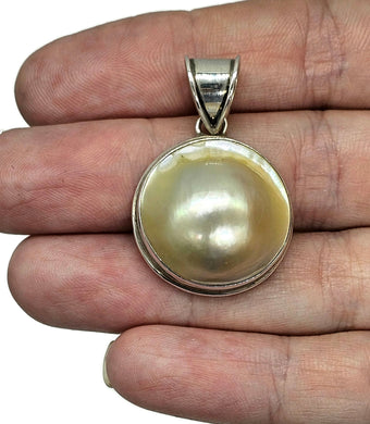 Mabe Pearl Pendant, 925 Sterling Silver, Freshwater Pearl, Ivory Mabe Pearl, June Birthstone