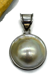 Mabe Pearl Pendant, 925 Sterling Silver, Freshwater Pearl, Ivory Mabe Pearl, June Birthstone - GemzAustralia 