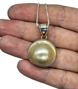 Mabe Pearl Pendant, 925 Sterling Silver, Freshwater Pearl, Ivory Mabe Pearl, June Birthstone - GemzAustralia 