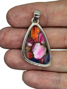 Pink Opal & Oyster Turquoise Pendant, Sterling Silver - GemzAustralia 