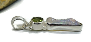 Rough Ethiopian Opal & Peridot Pendant, Sterling Silver, October / August Birthstones - GemzAustralia 