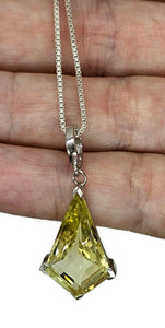 Lemon Quartz Pendant, Kite Shaped, Sterling Silver, High Vibrational Gemstone - GemzAustralia 