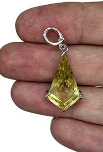 Lemon Quartz Pendant, Kite Shaped, Sterling Silver, High Vibrational Gemstone - GemzAustralia 