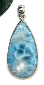 Huge Pear Shaped Larimar Pendant, Dolphin Stone, Stone of Atlantis, Sterling Silver - GemzAustralia 