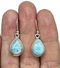 Load image into Gallery viewer, Larimar Earrings, Dolphin Stone, Stone of Atlantis, Sterling Silver, Pear Shaped - GemzAustralia 