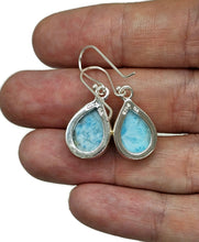 Load image into Gallery viewer, Larimar Earrings, Dolphin Stone, Stone of Atlantis, Sterling Silver, Pear Shaped - GemzAustralia 