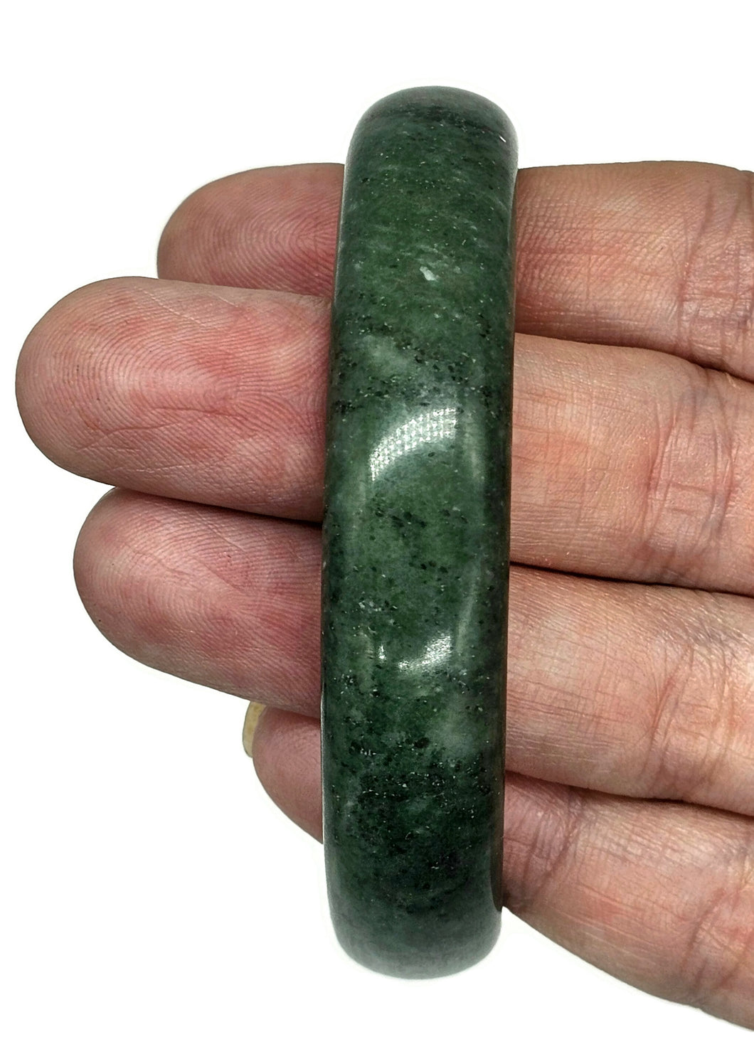 Green Jade Bangle, 61mm Diameter, Canadian Nephrite Jade, Protection Gem, Lucky Gems - GemzAustralia 