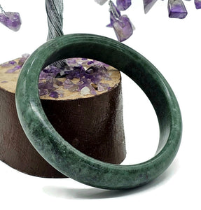 Green Jade Bangle, 61mm Diameter, Canadian Nephrite Jade, Protection Gem, Lucky Gems - GemzAustralia 