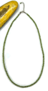 Peridot Beaded Necklace, Sterling Silver, 49.5cm, 19.5in, August Birthstone - GemzAustralia 