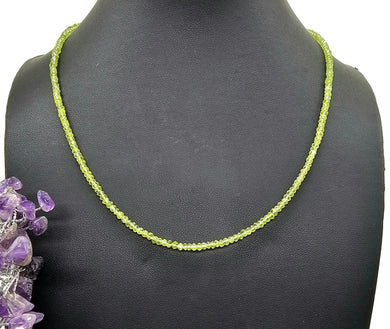 Peridot Beaded Necklace, Sterling Silver, 49.5cm, 19.5in, August Birthstone