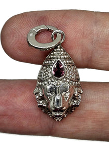 Pink Tourmaline Lion Pendant, Sterling Silver, October Birthstone, Leo Zodiac, Love Stone - GemzAustralia 