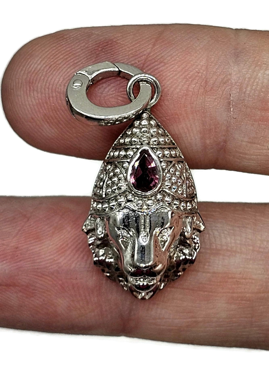 Pink Tourmaline Lion Pendant, Sterling Silver, October Birthstone, Leo Zodiac, Love Stone - GemzAustralia 