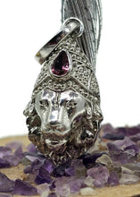 Load image into Gallery viewer, Pink Tourmaline Lion Pendant, Sterling Silver, October Birthstone, Leo Zodiac, Love Stone - GemzAustralia 