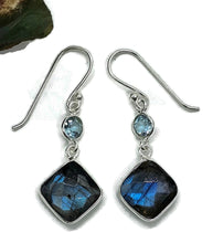 Load image into Gallery viewer, Labradorite &amp; Blue Topaz  Earrings, Sterling Silver, Diamond / Round Shape, Mystical - GemzAustralia 