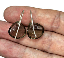 Load image into Gallery viewer, Smoky Quartz Earrings, Pear Shaped, Sterling Silver, Caramel Brown - GemzAustralia 