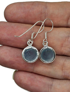 March Birthstone Aquamarine Earrings, Round Cabochons, Sterling Silver, 12 carats - GemzAustralia 